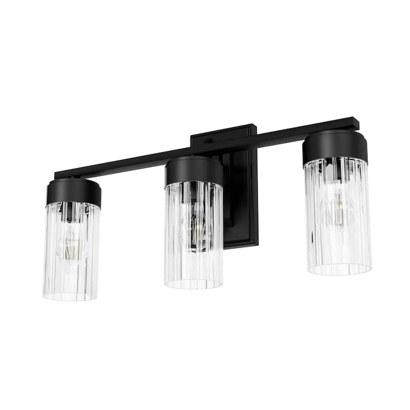 Hunter Gatz Ribbed Glass Vanity Wall Light - Bathroom - Glam, Fluted Glass - Damp Rated!