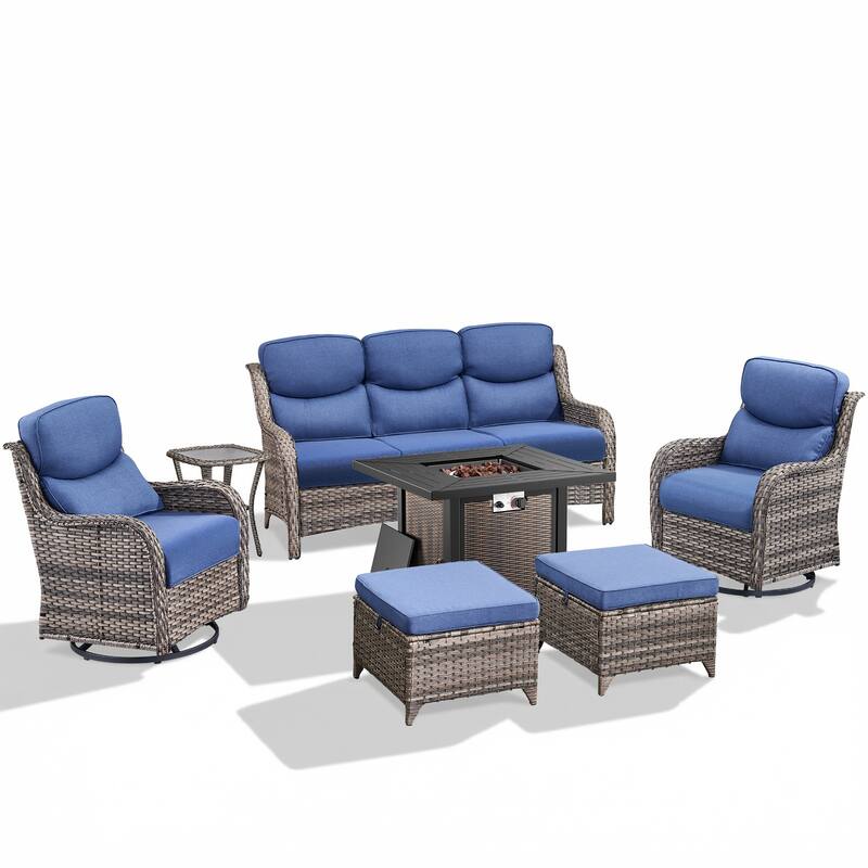 Pocassy 30 In Outdoor Propane Fire Pit Table with Patio Conversation Sets