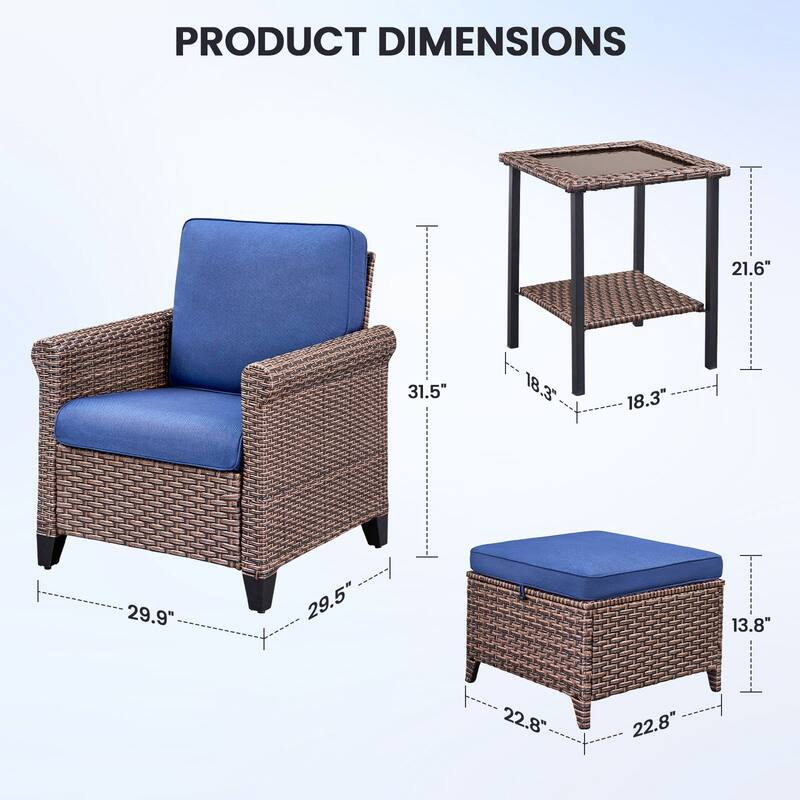 Pocassy Outdoor Sofa Swivel Chairs Patio Chair Funiture Set
