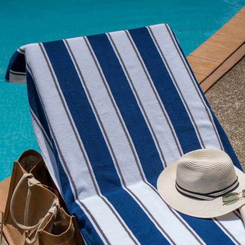 Aston & Arden Oversized Pinstriped Resort Beach Towel - 35x70