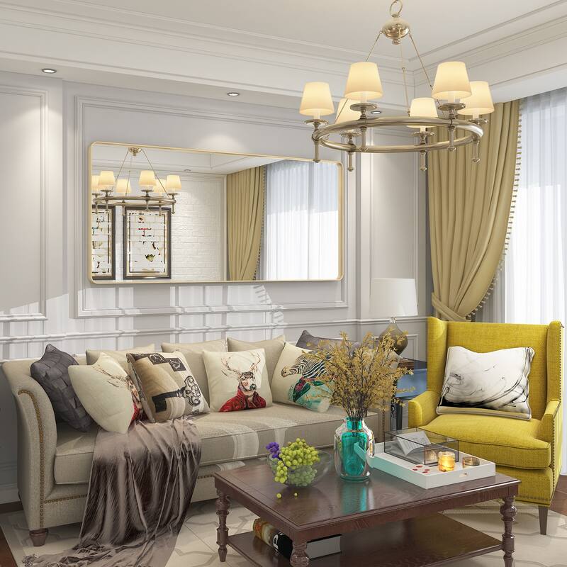 Modern Metal Frame Wall Mounted Bathroom Vanity Mirror