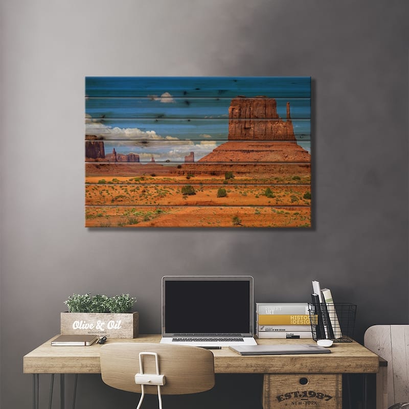 West Mitten Butte, Monument Valley, Navaj0 Nation, Arizona, USA Print On Wood by Petr Bednarik - Multi-Color