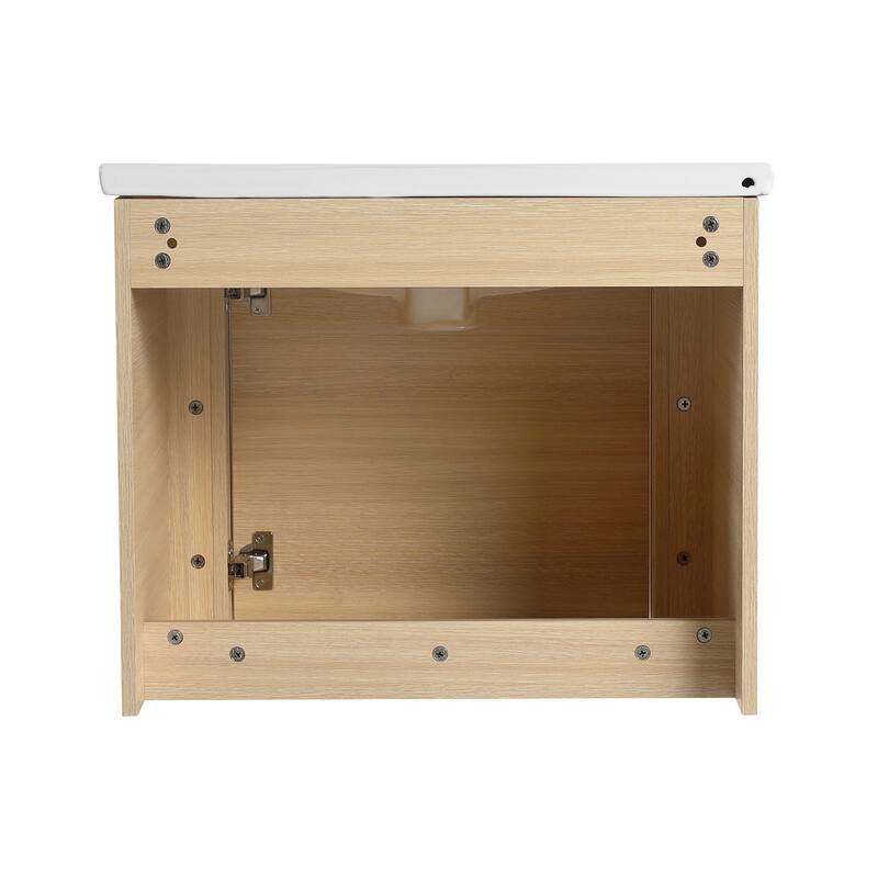 Malwee 24"/36"/48"/60" Floating Bathroom Vanity, Wall Mounted Bathroom Vanity with Ceramic Sink,Soft Close Door and Shelf