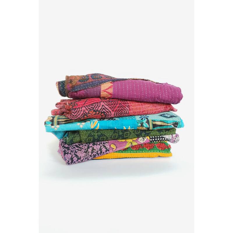 One of a Kind OverDyed Kantha Throw
