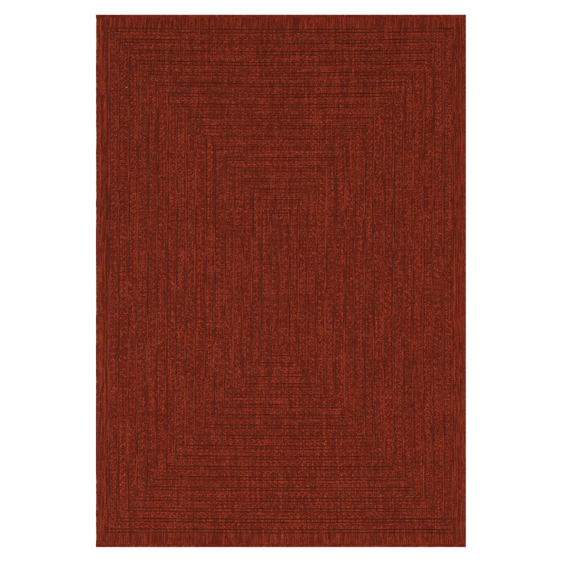 Machine Washable, Weather and UV Resistant Viola Design 4 color Option-Natural & Black & Red & Ivory - 8'x10' - Red