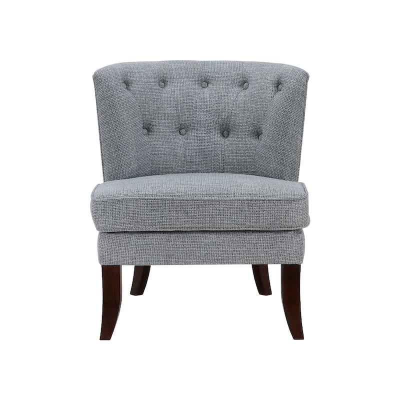 Rose Accent Chair, Button Tufted Wingback, Dark Gray Polyester, Brown