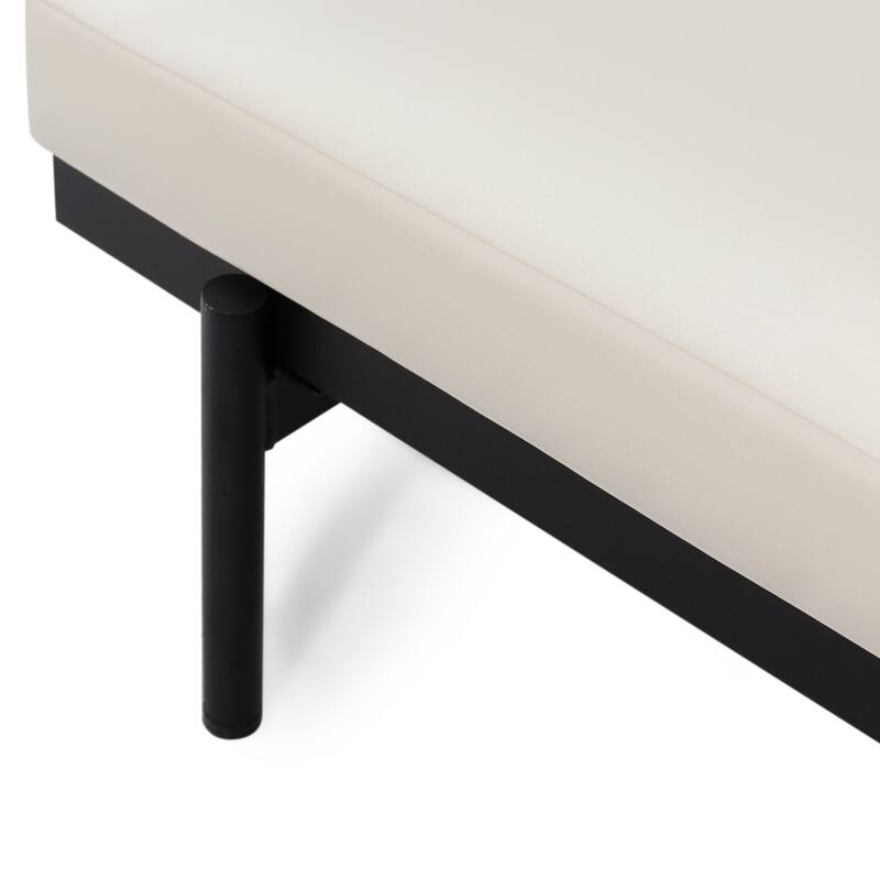 Roomfitters Outdoor 2 Seater Sofa with Cushions and Side Table, Left/Right Facing Sectional, Beige
