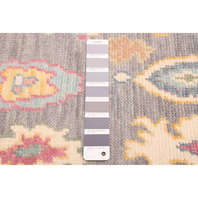 ECARPETGALLERY Hand-knotted Modern Oushak Dark Grey Wool Rug - 3'6 x 5'7