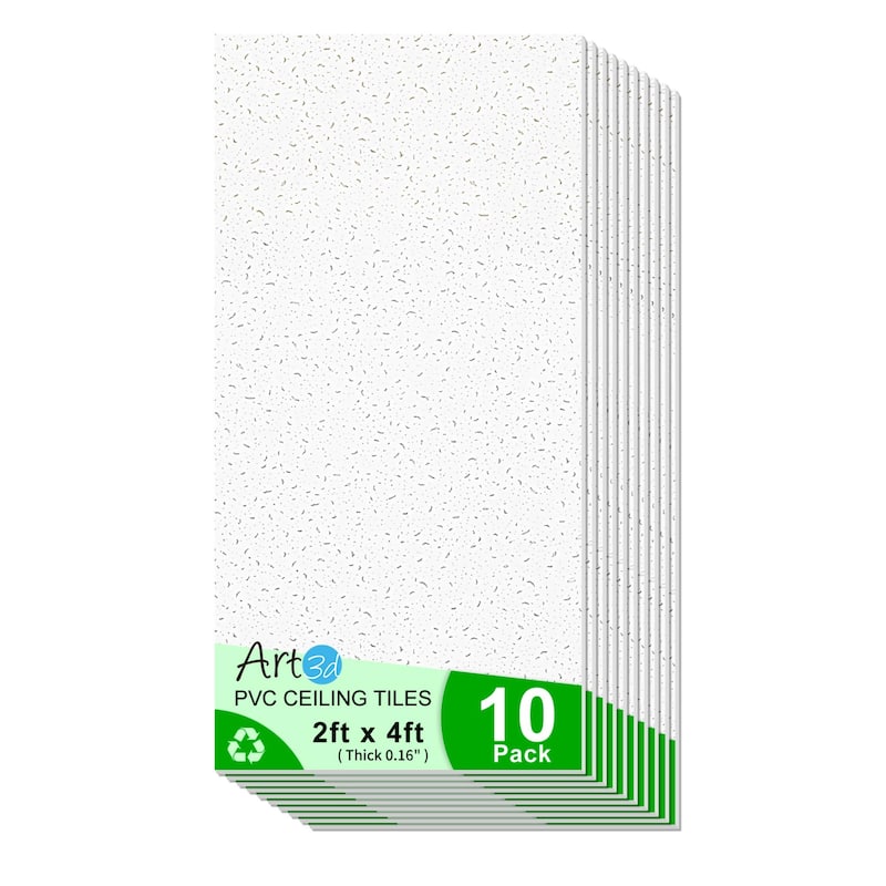 Art3d Flexible Easy DIY PVC Ceiling Tiles Wall Paneling 24"x24" or 24"x48" - 24"x48"