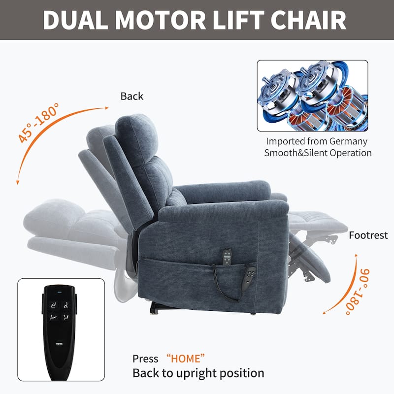 350 Lbs Leatherair Power Lift Recliner Chair,Heavy Duty Motion Mechanism With 8-Point Vibration Massage And Lumbar Heating
