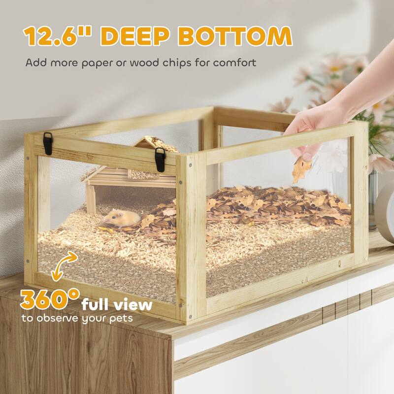 3-Tier Wooden Hamster Cage with Detachable Bottom (24" x 16" x 29.5")