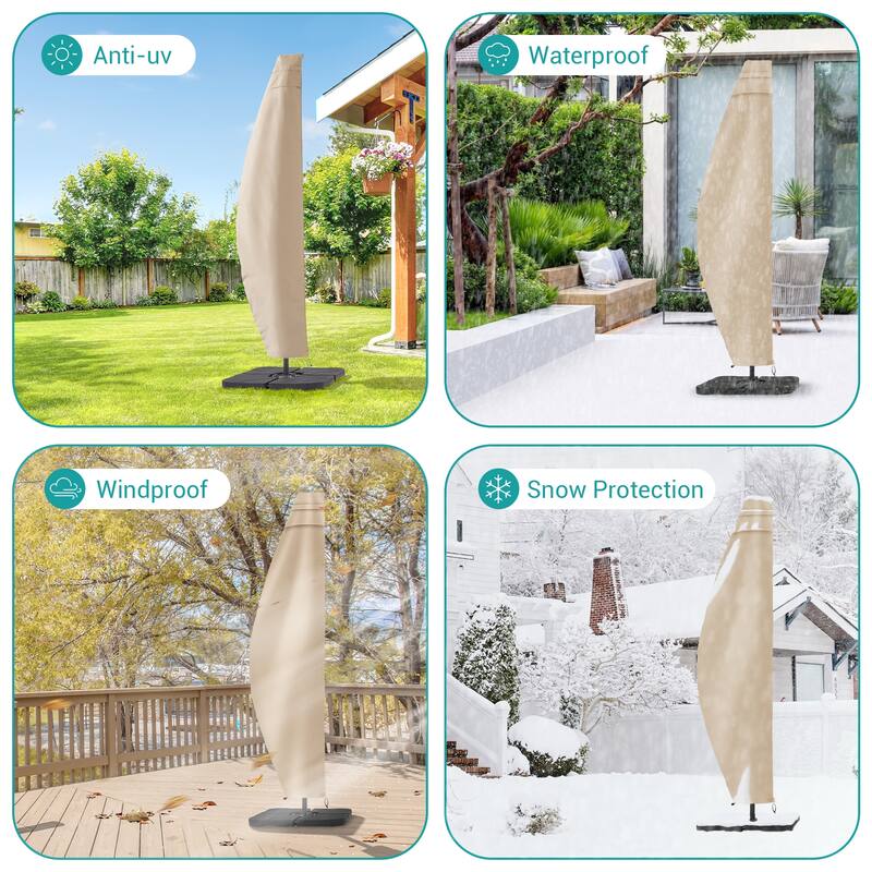 Bonosuki Patio Offset Umbrella Cover - 600D Waterproof Umbrella Cover