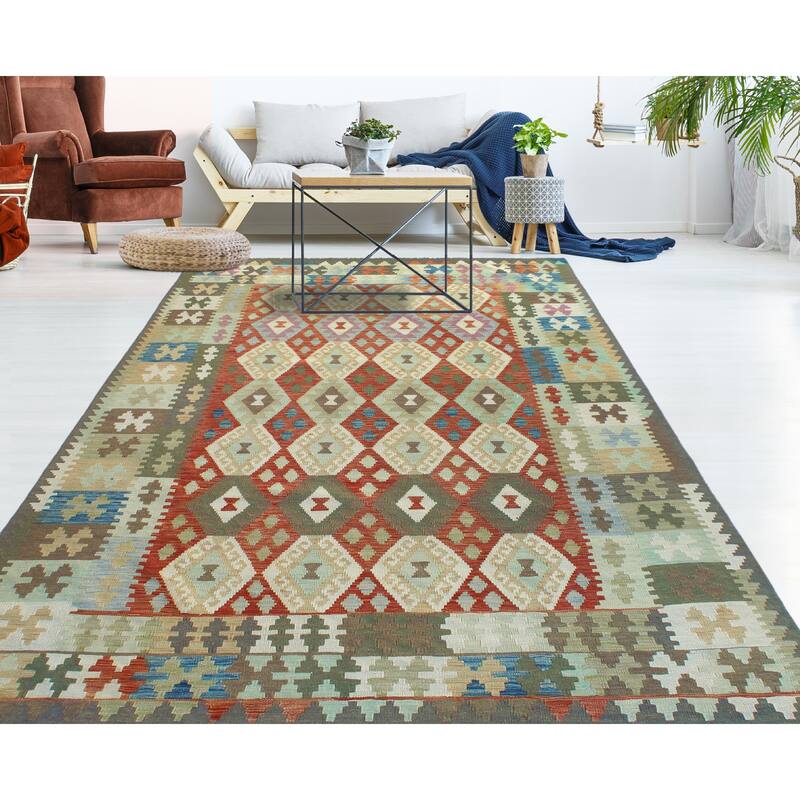 Flatweave Omer Rust/Brown Rug - 6'6" x 9'10"