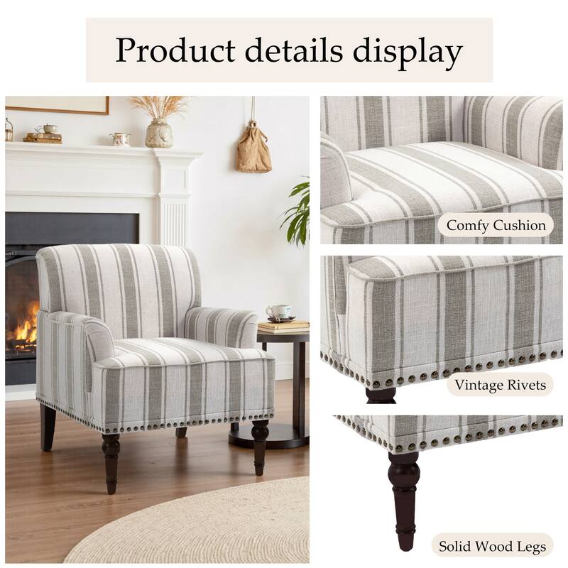 Vintage 29" W Patterned Striped Accent Chairs