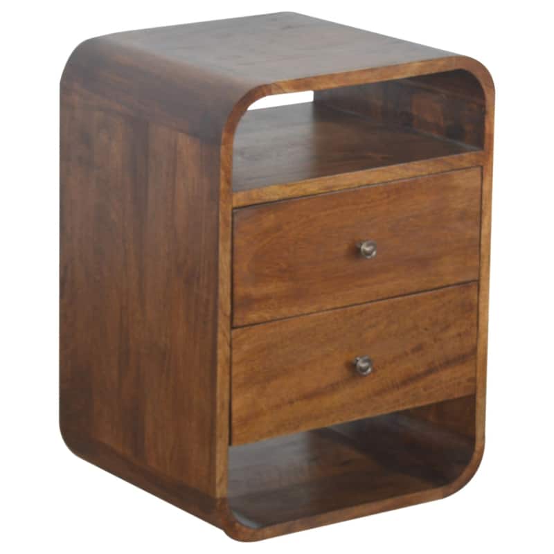 HomeRoots 22" Chestnut Solid Wood Two Drawer Nightstand
