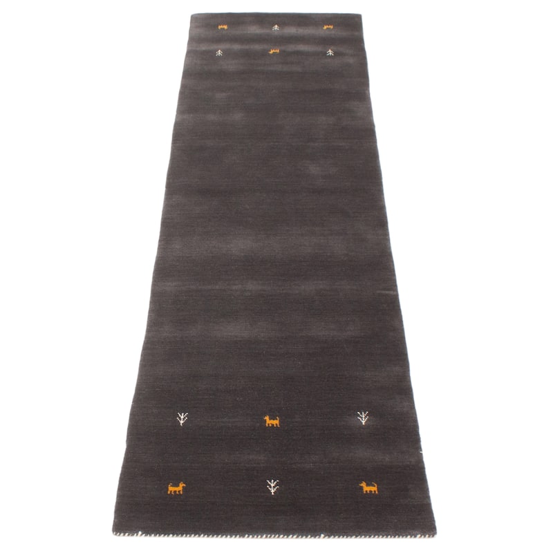 Kashkuli Gabbeh Grey Rug 2'6" x 9'9" - 2'6 x 9'9