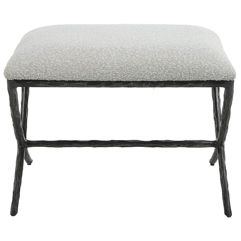 Cushioned Shearling Top Small Bench - 24" - Gray and Black