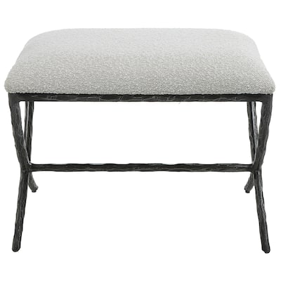 Cushioned Shearling Top Small Bench - 24" - Gray and Black