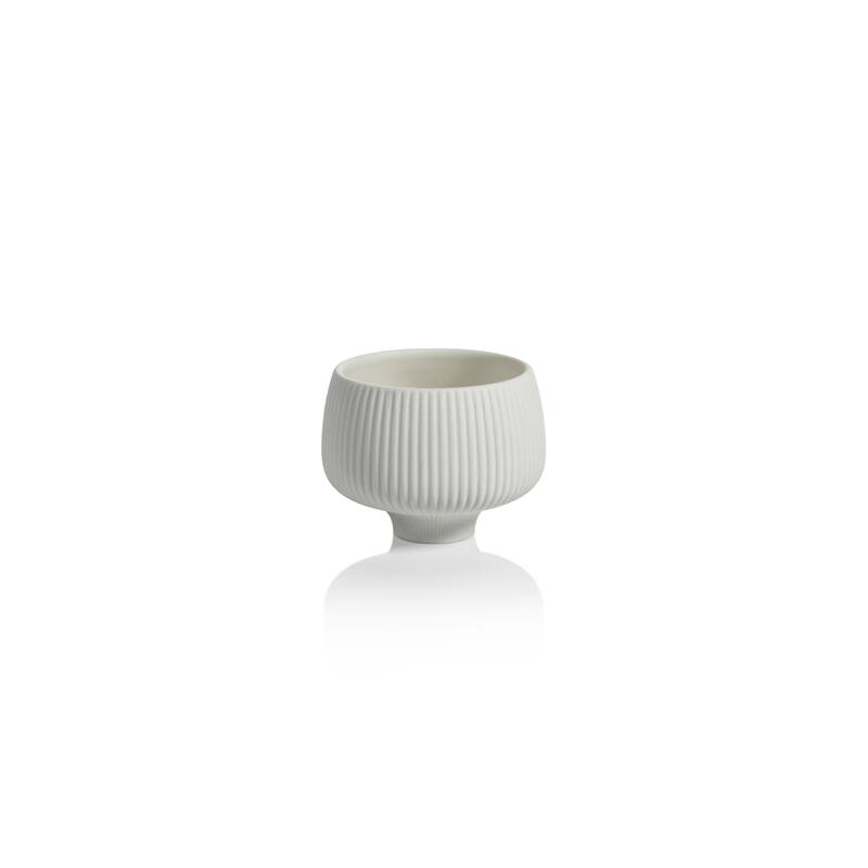 Acerra 3.5" Ridged Condiment Porcelain Bowls Set of 6 - White