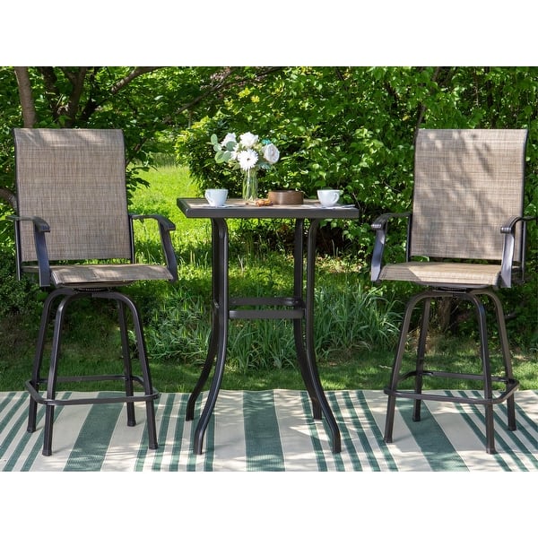 MAISON ARTS 3-piece Outdoor Swivel Bar Stool and Table Bistro Set