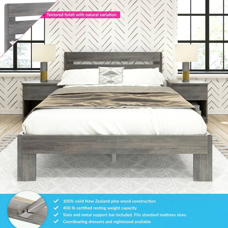 Max and Lily Farmhouse Queen Bed with Plank Headboard