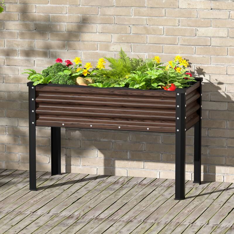 VEIKOUS 7.5 Cu.ft Galvanized Steel Raised Garden Bed, Large Outdoor Planter Box with Drainage Holes