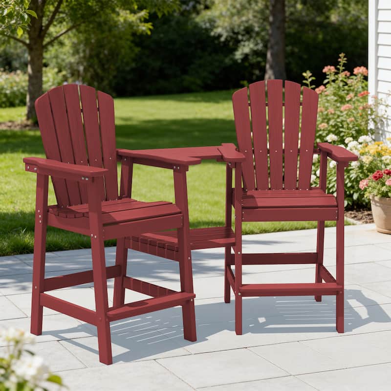 Outdoor Tall Adirondack Chair Set of 2 with Connecting Tray
