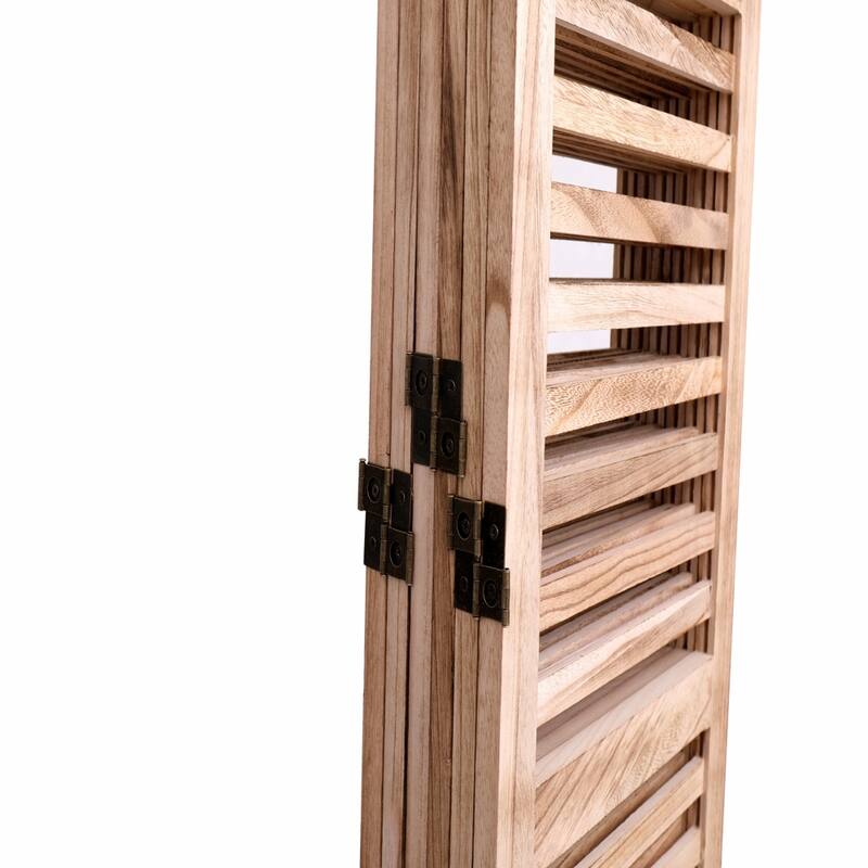 4/6 - Panel Solid Wood Folding Room Divider, Natural