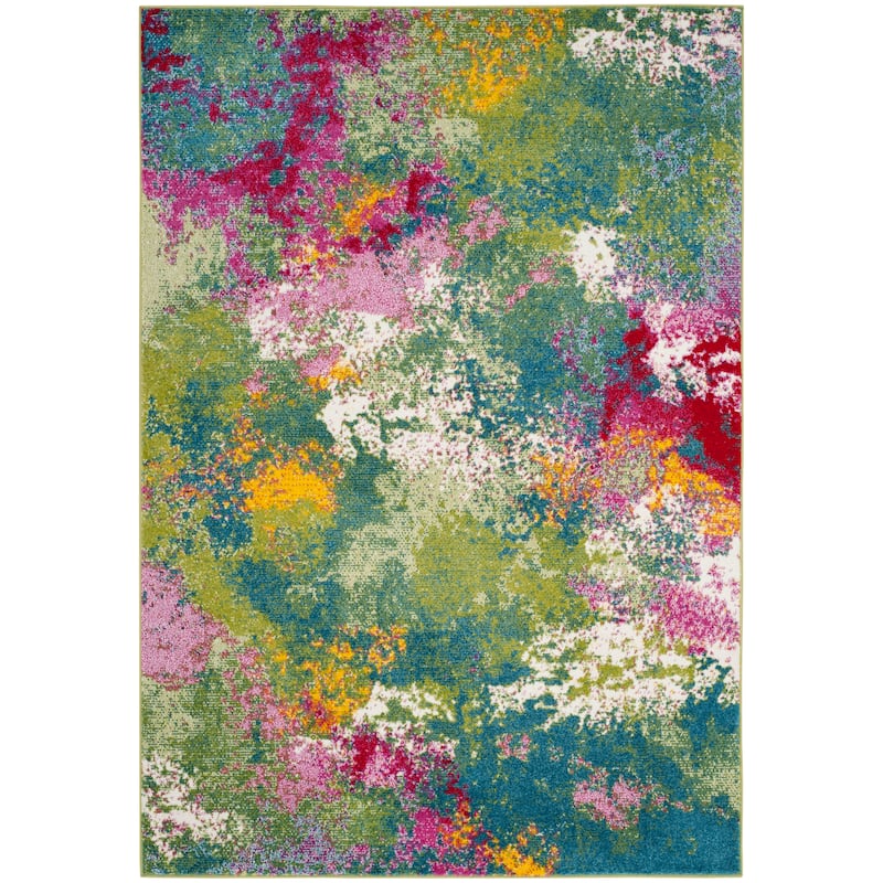 SAFAVIEH Watercolor Kalinka Modern Abstract Rug - 5'3" x 7'6" - Green/Fuchsia