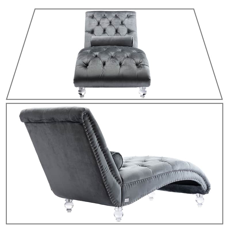 Elegant Stylish Velvet Upholstered Leisure Lounge Chair with Transparent Acrylic Legs