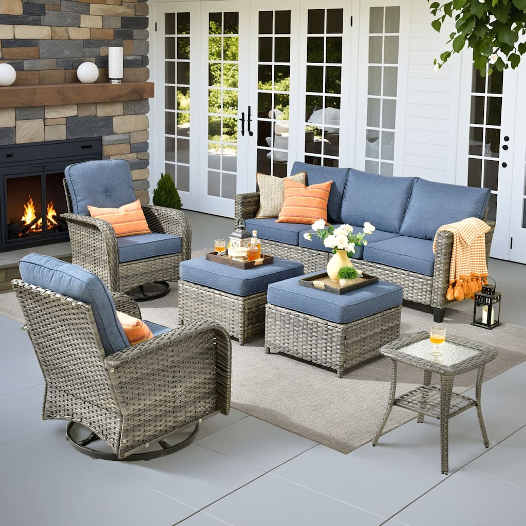 XIZZI 6-Piece Patio Furniture Conversation Set with Swivel Chairs