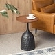 preview thumbnail 1 of 15, Glitzhome 22.25"H Metal Wine Bottle Shaped Accent Table With Wooden Top