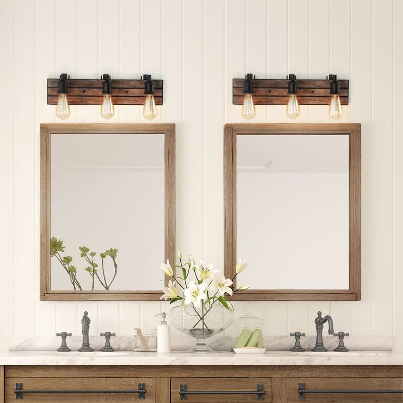 Carbon Loft Astrid 3-light Wall Lamps Wood Wall Sconces Bronze Indoor Wall Lighting Fixture for Kitchen,Bathroom
