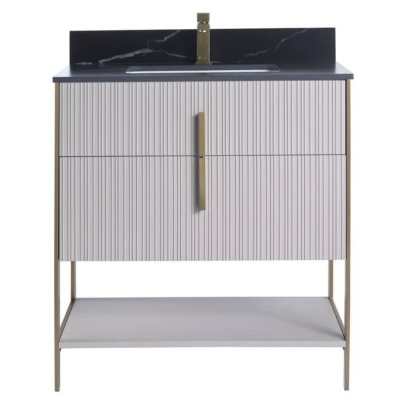 Fine Fixtures Serenity Modern Bathroom Vanity with Black Sintered Stone Top