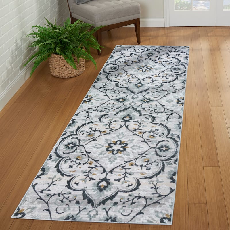 Gertmenian Quattro Tunny Gray Polypropylene Transitional Area Rug Runner - 2'7" x 8'