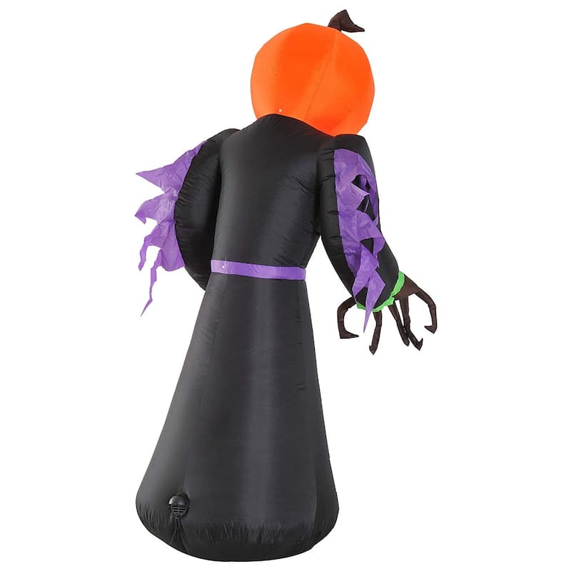 HomCom 7' Scary Tall Light-Up Pumpkin Inflatable Monster Halloween Decoration