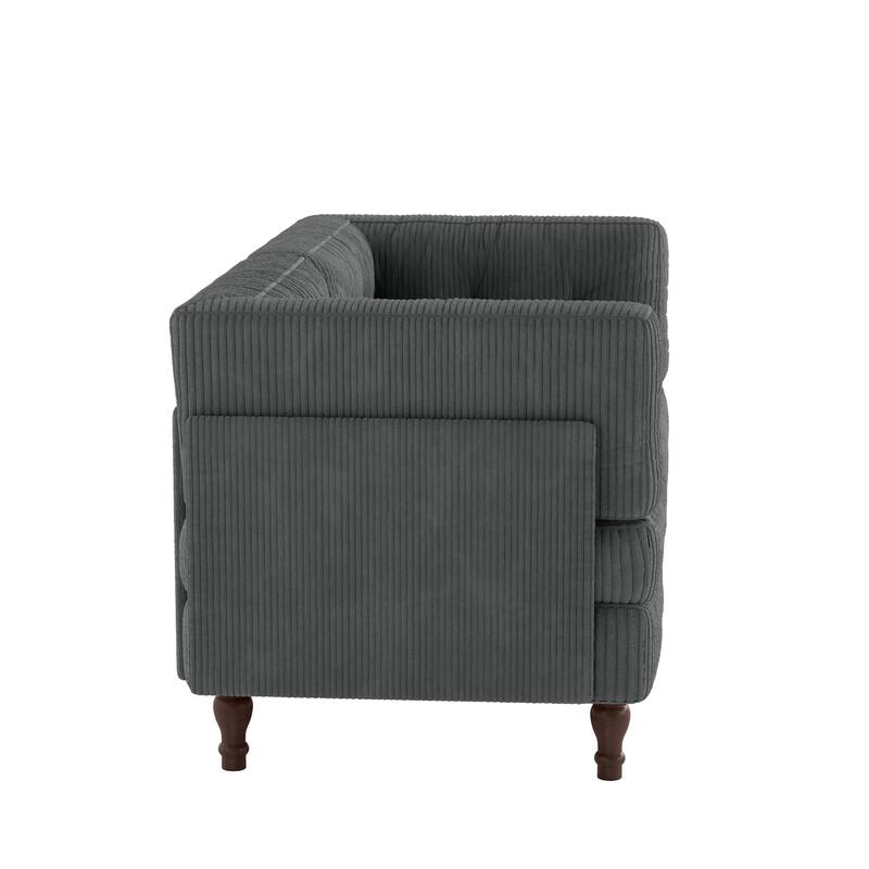 Modular Corduroy Corner Sectional Sofa Couch Set with Tufted Cushion