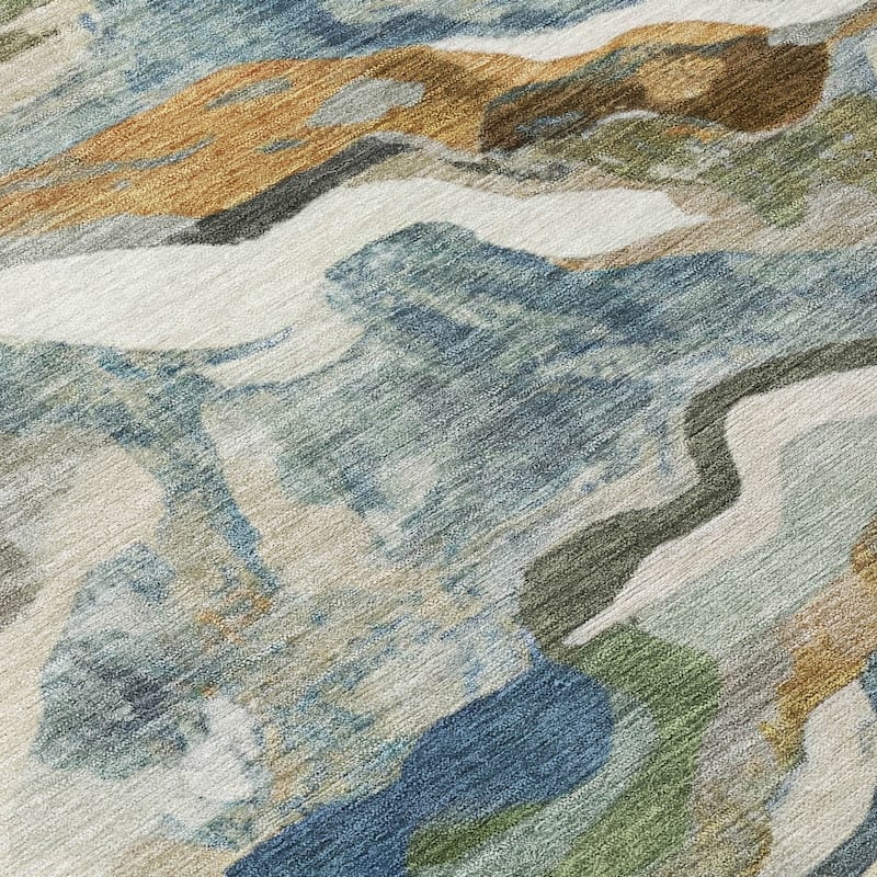 Machine Washable Indoor/Outdoor Modern Brushstrokes Chantille Rug