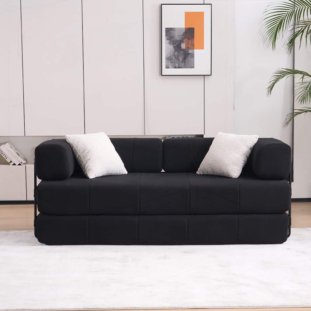 Versatile Convertible Sofa Bed with Plush Pillows for Any Living Space