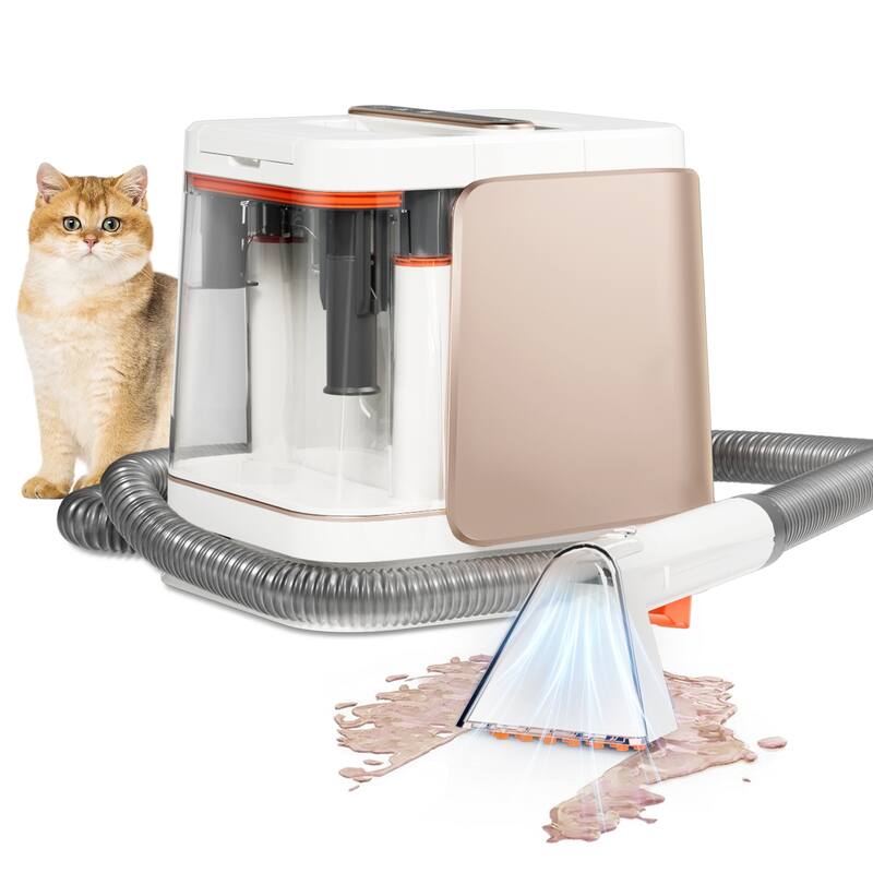 Portable Carpet Cleaner Machine for Pets, Upholstery & Car Interior, Powerful Spot Cleaner with Dual Water Tanks - Brown