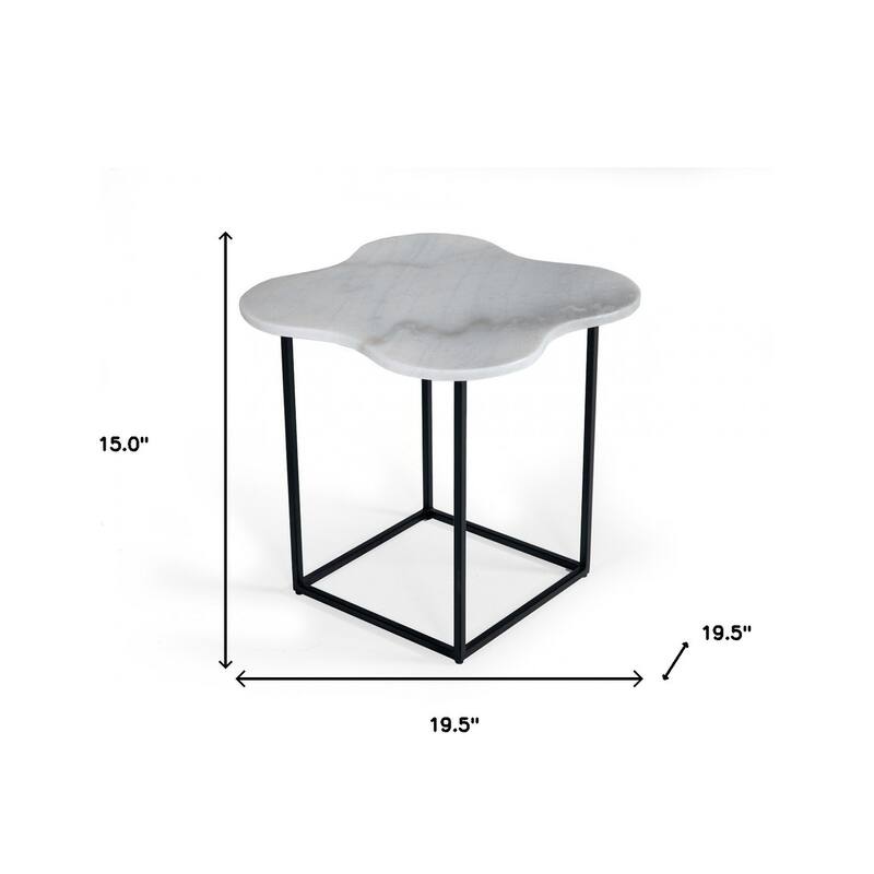 HomeRoots 15" Black And White Marble Free Form End Table - 19.5' X '15' X '19.5