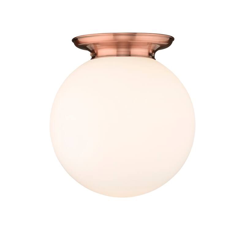 Innovations Lighting Beacon - 1 Light 16" Flush Mount - Antique Copper/Matte White