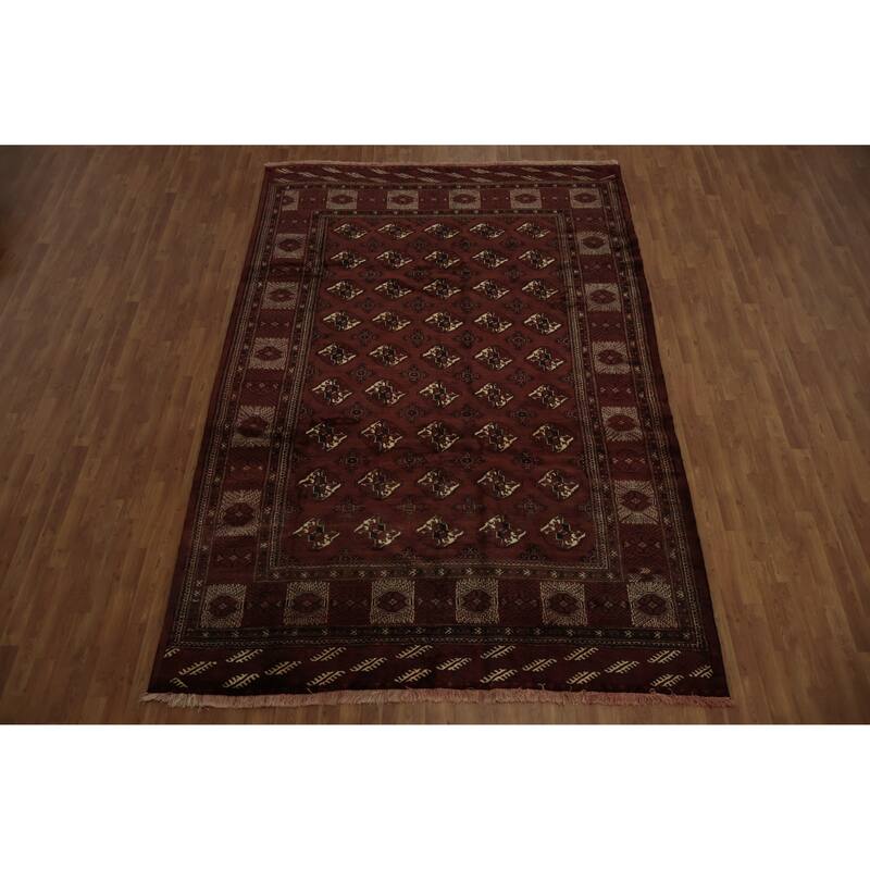 Hand Knotted Oriental 100% Wool Carpet Traditional All-Over Oranges & Rust Turkoman Area Rug - 11' 3'' X 7' 8''