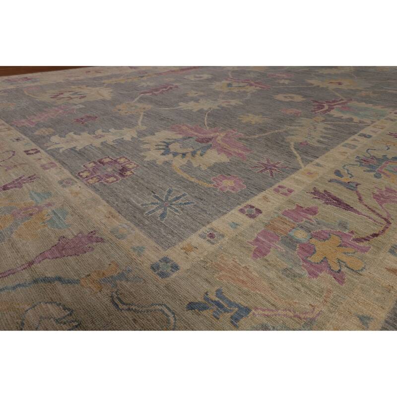 Grey Oriental Oushak Turkish Large Area Rug Handmade Wool Carpet - 10'0"x 13'7"