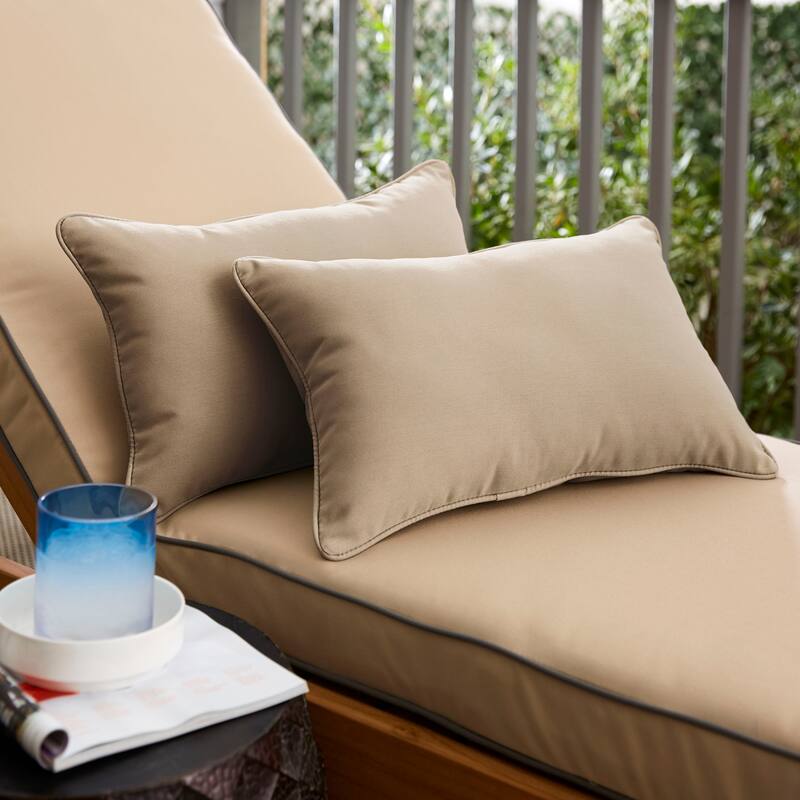Beige Indoor/ Outdoor Pillow Set, 12 in x 18 in