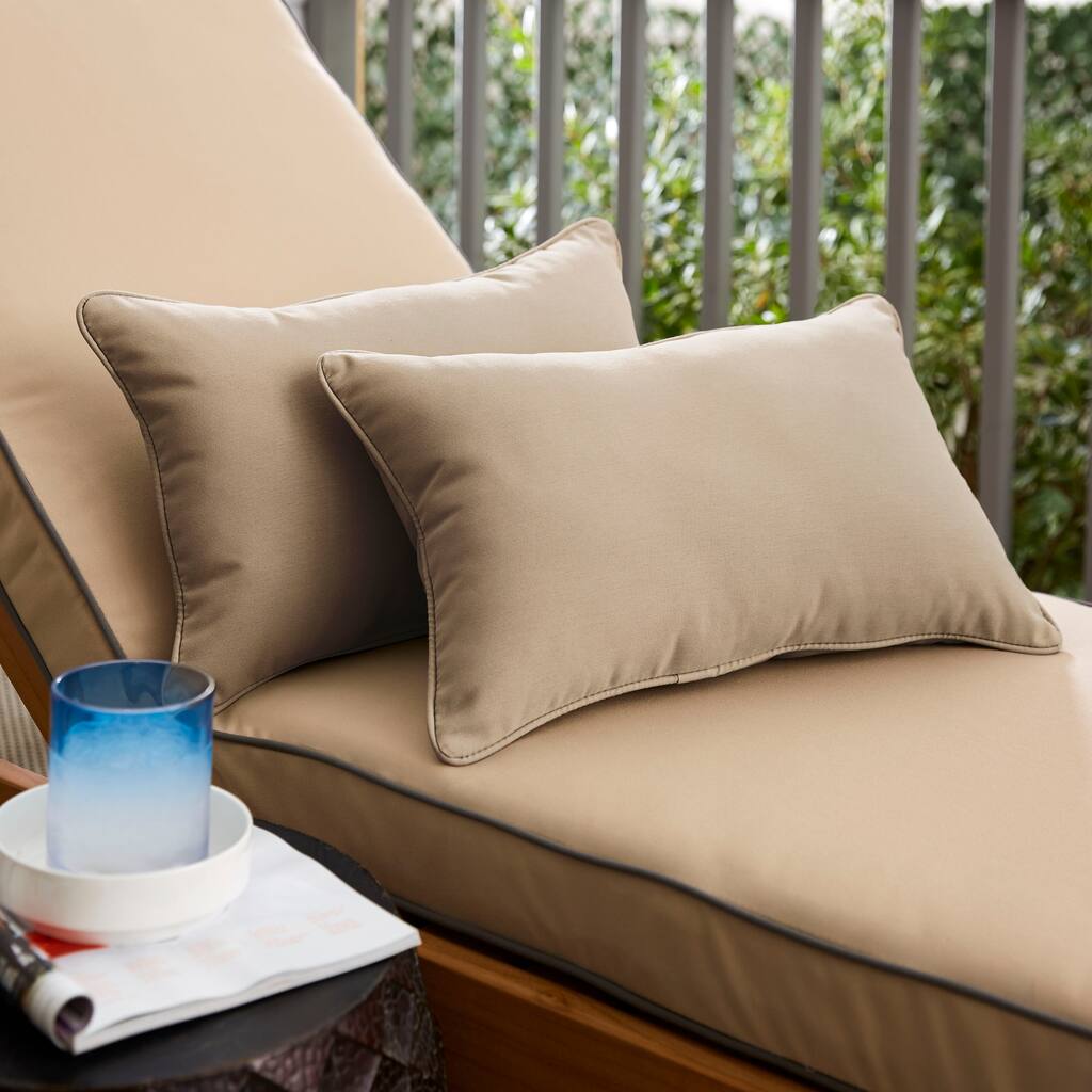 Beige Indoor/ Outdoor Pillow Set, 12 in x 18 in