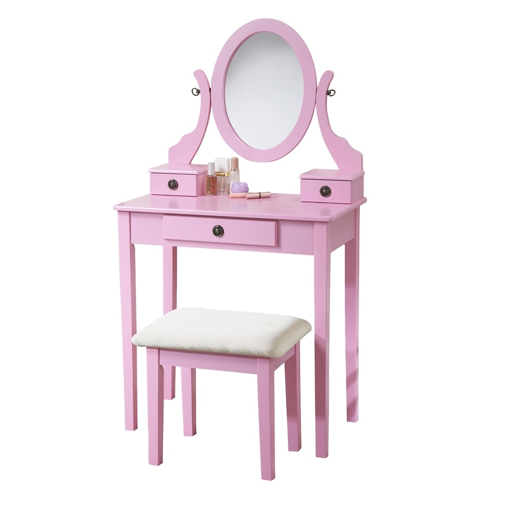 Makeup Vanity Table and Stool Set