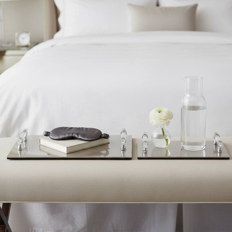 Decorative Pattern Glass Tray with Handles - Chic Home Decor - Accent Tray