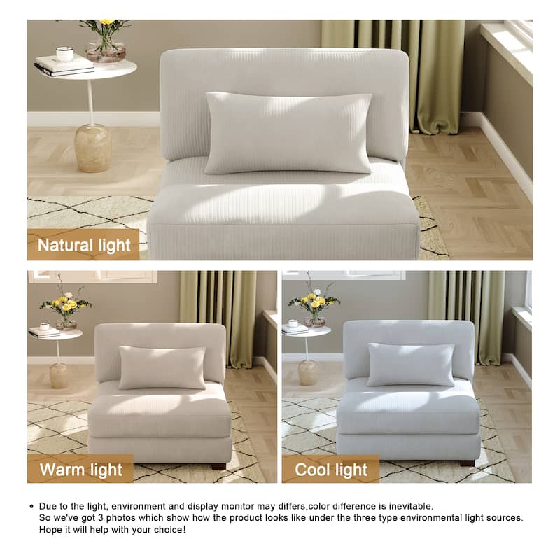 Modern Corduroy Modular Couch Sectional Sofa With Pillows