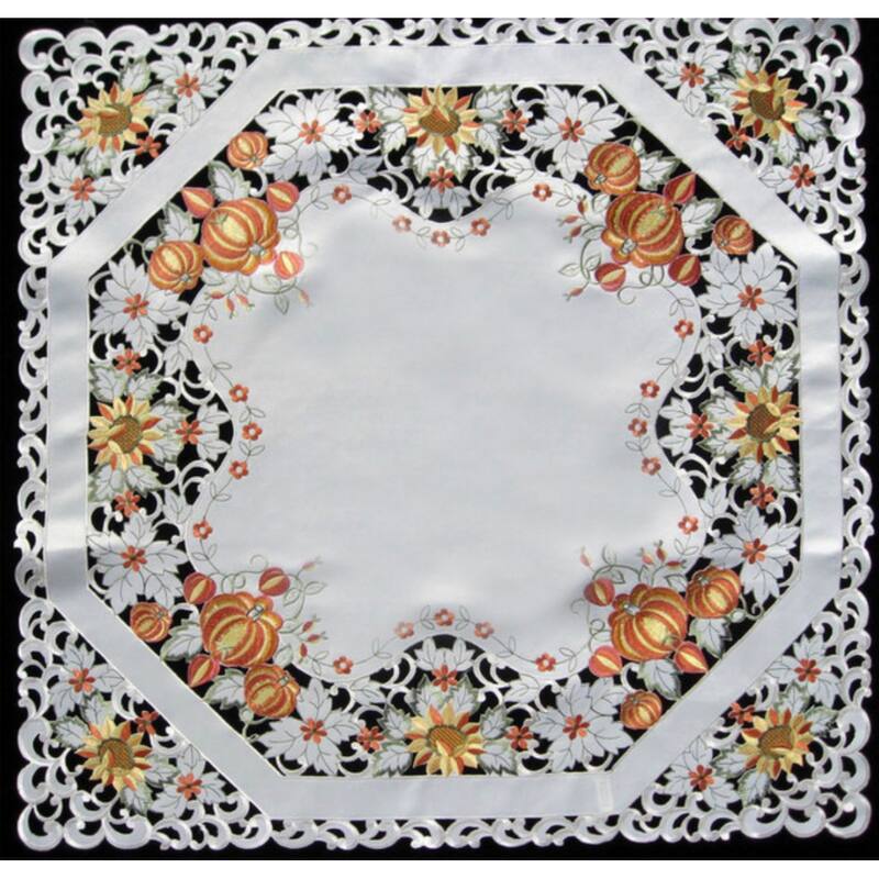 Pumpkin Embroidered Cutwork Square tablecloth, 36 inch Square